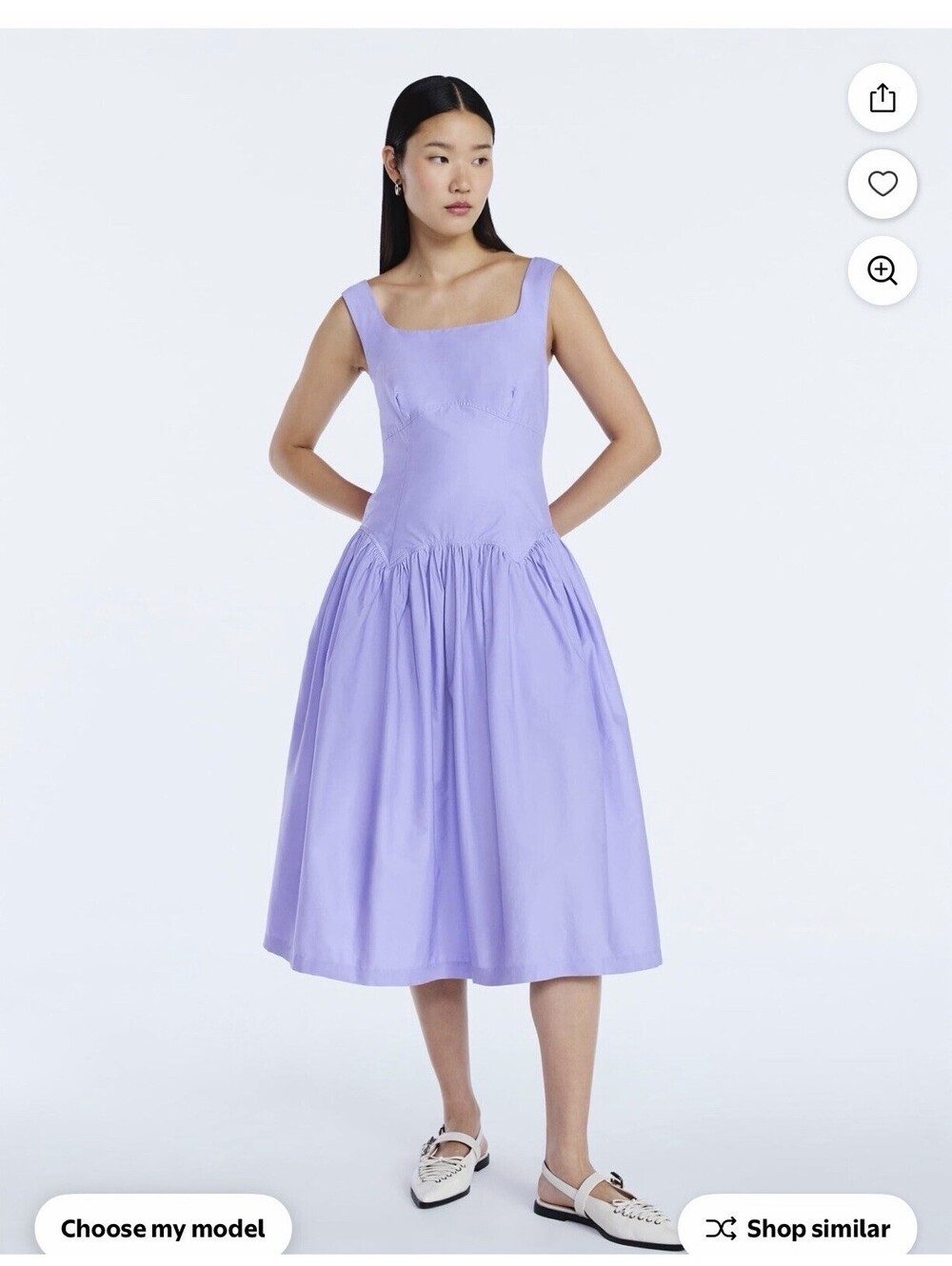 Lilac Sleeveless Midi Dress with Back Bow Detail XS